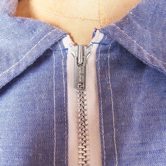 1970s Chambray Sewing Smock Dress - Picture 4 of 13